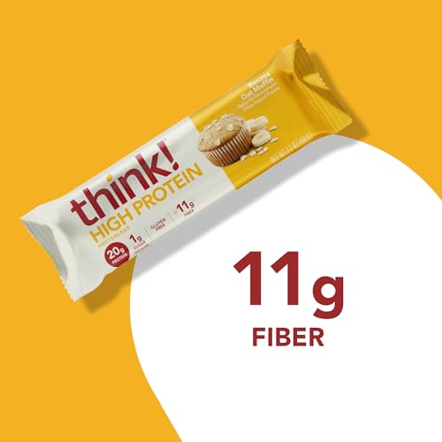 think! Protein Bars, High Protein Snacks, Gluten Free, Kosher Friendly, Banana Oat Muffin, 10 Count