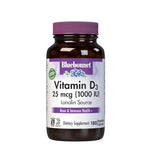 Bluebonnet Vitamin D3 1000 IU Vegetable Capsules, 180 Count