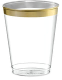 PLASTICPRO Disposable 8 oz Crystal Clear Plastic Tumblers With Gold Rim for Party's & Weddings pack of 100