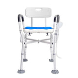 VEVOR Shower Chair Seat with Padded Arms and Back, Shower Stool with Reinforced Crossbar, Adjustable Height Bench Bath Chair for Elderly Disabled, Shower Chair for Inside Shower Bathtub, 400 lbs