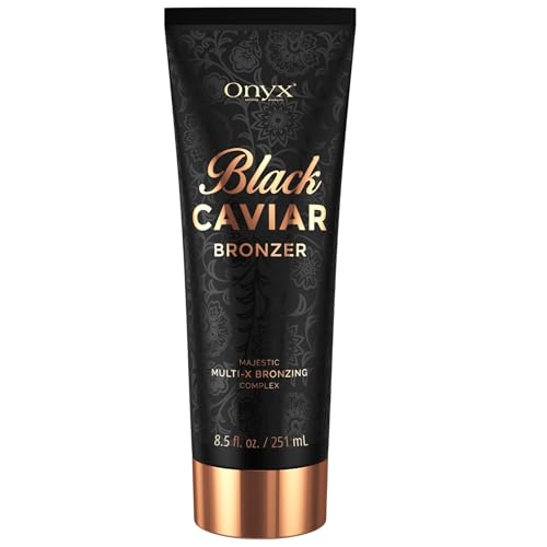 Onyx Black Caviar Dark Tanning Lotion 8.5 fl oz | Advanced Body Bronzer and Tanning Accelerator | Instant Tan Enhancer | for Indoor Tanning Beds and Outdoor Sun | Achieve Ultra Dark Skin Results
