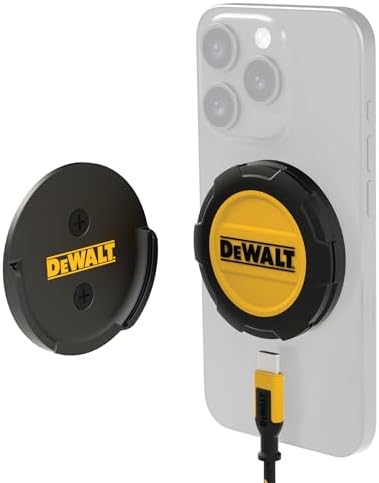 DEWALT Wireless Charger, 15W Max Fast Wireless Charging Pad Mag Safe Compatible with iPhone 16/15 Series 14/13/12, Includes Wall Mounting Plate (No AC Adapter)