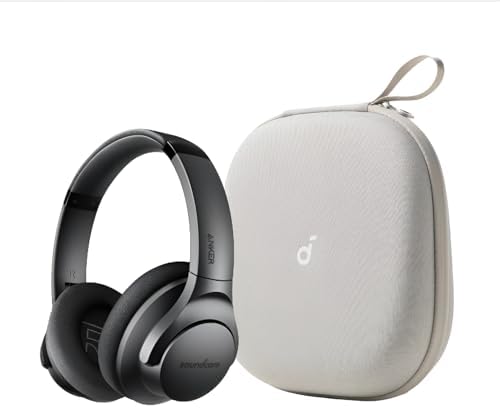 Soundcore Anker Life Q20 Hybrid Active Noise Cancelling Headphones, with Headphones Case, Wireless Over Ear Bluetooth Headphones, 60H Playtime, Hi-Res Audio, Deep Bass, Memory Foam Ear Cups