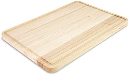 KitchenAid Classic Rubberwood Cutting Board with Perimeter Trench, Extra-Large Reversible Chopping Board, 12-inch x 18-inch, Natural