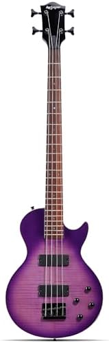 Leo Jaymz SC 4 String 34" Scale Electric Bass, 22 Frets, Mahogany Body and Maple Veener, Maple Neck and Maple Veener, Rosewood Fingerboard, H-H Pickups, Glossy Finish (SC Flame Violet)