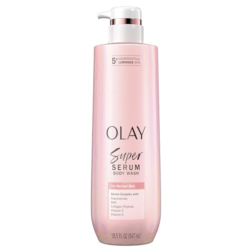 Olay Super Serum Body Wash for Normal Skin, 24hr Long Lasting Hydration, 5+ Ingredient Serum Complex for Bright Even Firm Luminous Skin, 18.5 fl oz