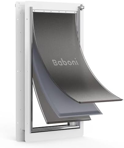 Baboni 3-Flaps Pet Door for Interior and Exterior Doors, Steel Frame and Telescoping Tunnel, Strong and Durable Dog Door(Pets Up to 220 Lb) -X-Large