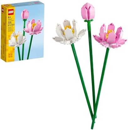 LEGO Lotus Flower - Building Toy for Kids, Girls & Boys, Ages 8+ - Artificial Lotus for Home Decor & Display - Gift for Valentines Day for Her & Him - 40647