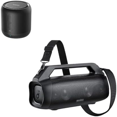 Soundcore Mini Bluetooth Speaker Motion Boom Plus IP67 Portable Speaker, 80W Stereo Sound, Custom EQ & BassUp, Built-in Power Bank, Waterproof Speaker for Camping, Beach & Backyard