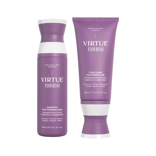 Virtue Flourish Shampoo and Conditioner Set for Fine or Thinning Hair, Sulfate Free Hair Growth Product