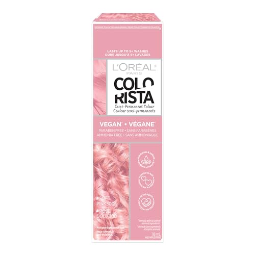 L’Oréal Paris Colorista Semi Permanent Hair Color for Bleached or Blonde Hair, Color Depositing Hair Mask Formula, Soft Pink