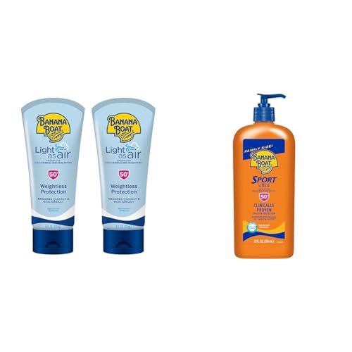 Banana Boat Light As Air Sunscreen Lotion SPF 50 Twin Pack and Sport Ultra SPF 50 Sunscreen Lotion
