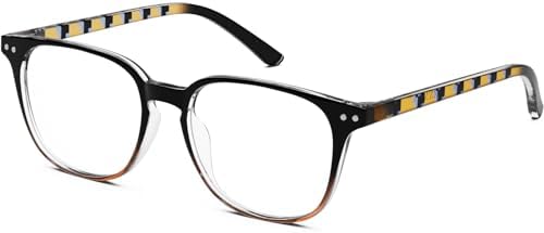 Zenni Optical Blue Light Glasses for Women Men - Square Glasses For Computer, Gaming, TV, Phone - Reduce Eyestrain UV Glare (Black Pattern)