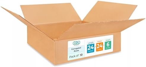 Large Shipping & Moving Boxes 24x24x6 inches (10-Pack) - Extra Strength 200 lb vs Regular Box - Corrugated Large Shipping Boxes for UPS, FEDEX - Cardboard Packing Boxes - Shipping Box by IDL Packaging
