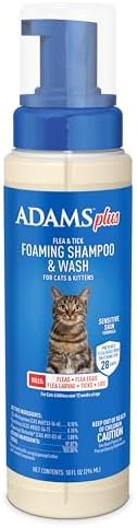 Plus Flea & Tick Foaming Shampoo & Wash for Cats & Kittens Over 12 Weeks ; Sensitive Skin Flea Treatment for Cats and Kittens ; Kills Adult Fleas, Ticks, and Lice On Contact ; 10 Oz