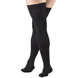 Truform 30-40 mmHg Compression Stockings for Men & Women, Thigh High Length, Dot-Top, Closed Toe, Black, Medium