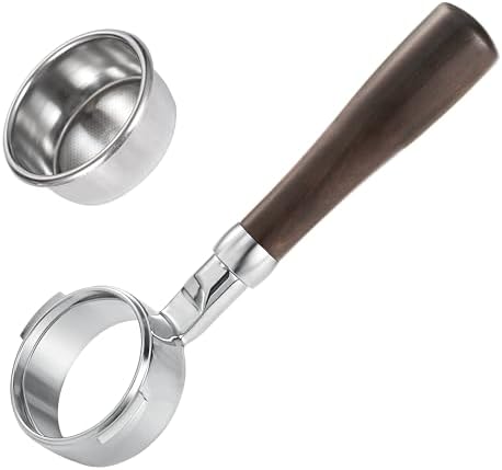 58mm Bottomless Portafilter with Double Shot Filter Basket & Wood Handle for Breville Oracle, Oracle Touch, Dual Boiler BES980XL BES990BSS BES920XL Espresso Machine