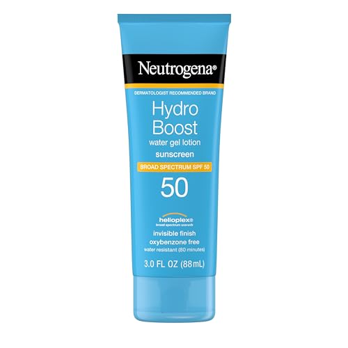 Neutrogena Hydro Boost Moisturizing Water Gel Sunscreen Lotion with Broad Spectrum SPF 50, Water-Resistant & Non-Greasy Hydrating Sunscreen Lotion, Oil-Free, 3 fl. oz