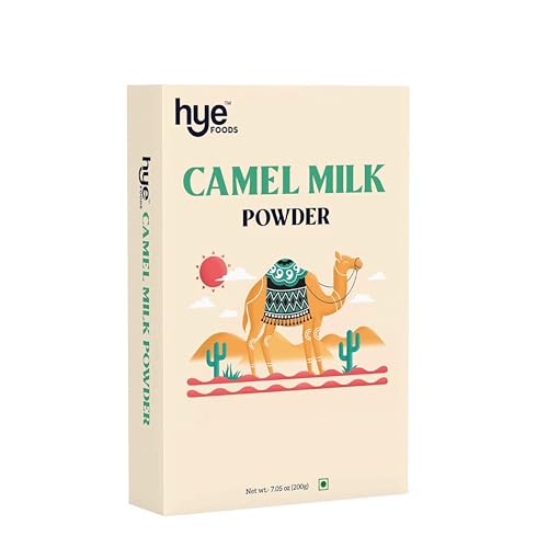 HYE FOODS Camel Milk Powder | Pasture Grazed I Promotes Body Growth, Immunity and Gut Health Less Allergenic High Nutrition Pure and Natural 7.05 Oz (200gms)