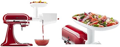 KitchenAid KSMFVSP Fruit and Vegetable Attachment Strainer, White & KSMFT Food Grinder Accessory, Fits KSMFGA, Plastic, White