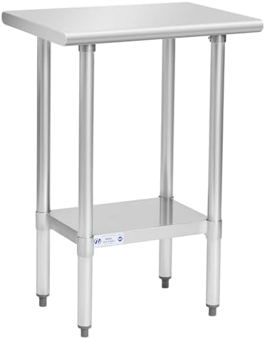 Hally Stainless Steel Table for Prep & Work 18 x 24 Inches, NSF Commercial Heavy Duty Table with Undershelf and Galvanized Legs for Restaurant, Home and Hotel