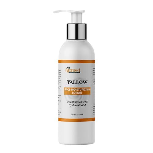 Tallow Facial lotion | beef tallow, Niacinamide, Hyaluronic face Moisturizer Face Cream | Fragrance free Tallow Skin Care for Mature Skin, Wrinkle, eczema, psoriasis and dry Skin Moisturizer | Day and Night tallow Cream with Vitamin E (Unscented)