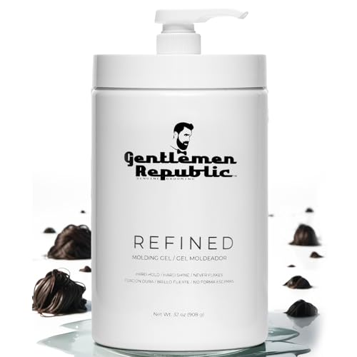 Gentlemen Republic 32oz Refined Hair Gel - Professional Formula for 24 Hour Shine and Hold, Humidity Resistant, 100% Alcohol-Free and Never Flakes, Made in the USA - With Pump