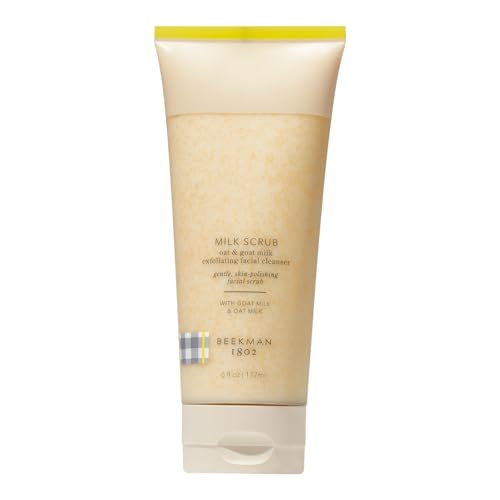 Beekman 1802 Milk Scrub Oat + Goat Milk Exfoliating Face Cleanser - Fragrance Free - With Oat Milk & Jojoba Beads - Skin Barrier & Biome Safe - Good for Sensitive Skin - Cruelty Free