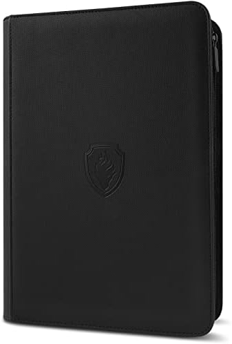 Premium Zip Card Binder, Fabmaker 9 Pocket Trading Card Binder, PU Cover Zipper Card Collection Album, Sturdy 360 Side-Loading Card Folder Holder for MTG, TCG, Game Cards, Sports Cards, Black