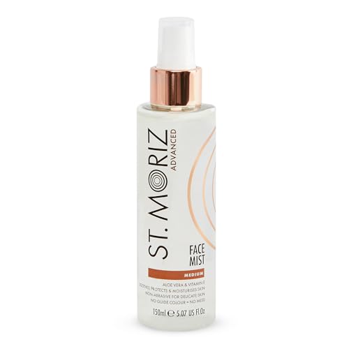 St. Moriz Advanced Self Tanner Face Mist, Sunless Tanning Spray (Medium, 5.07 Fl Oz) - Quick Tan Clear Bronzing Spray with Aloe Vera & Vitamin E – Gradual Self Tan for Face - Fake Tan Spray