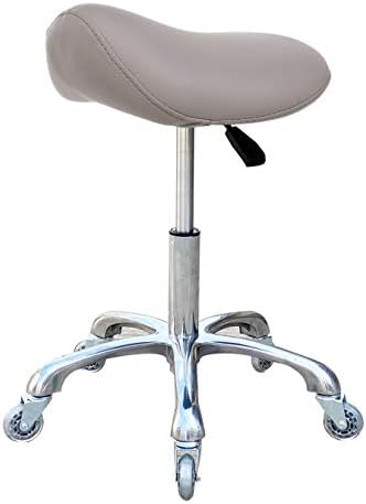 Professional Saddle Stool with Wheels Ergonomic Swivel Rolling Height Adjustable for Clinic Dentist Beauty Salon Tattoo Home Office (Grey)