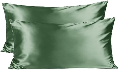 YANIBEST Satin Pillowcase for Hair and Skin Care Silk Pillowcase 2 Pack Queen Size Pillow Cases Set of 2 -Satin Cooling Pillow Covers with Hidden Zipper Floral Print,King 20"x36"