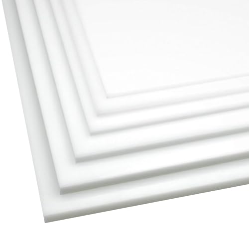 High Density Polyethylene Sheets HDPE Plastic Sheet Board for DIY, Heavy Duty Industry, 1/2" Thick,Size 12" x 24", White Color
