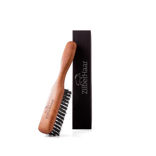 Beard Brush by ZilberHaar - Stiff Boar Bristles for Men's Grooming - Straightens and Promotes Growth - Works with Beard Oil and Balm - For Beard Kits - 6 inches long