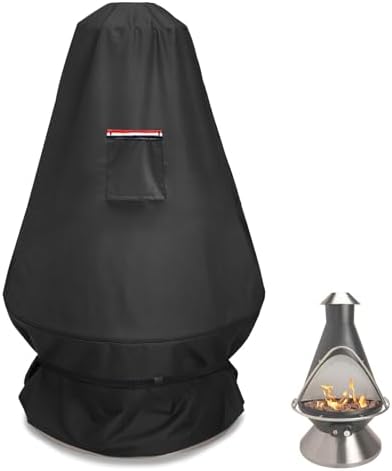 CHC-601 Chimenea Propane Fire Pit Heater Cover,Heavy Duty 600D Waterproof Cover Compatible with Cuisinart COH-600 Chimenea Propane Fire Pit,31"D x 31"W x 48"H,Black