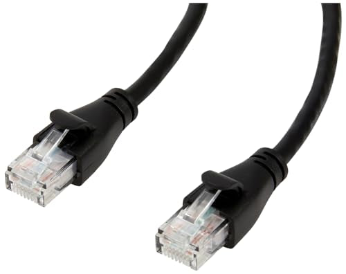 Amazon Basics RJ45 Cat 6 Ethernet Patch Cable, 1Gpbs Transfer Speed, Gold-Plated Connectors, 14 Foot for PC, TV, Tablet, Router, Printer, Black