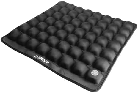 Air Inflatable Pressure Relief Seat Cushion for Wheelchair, Car, Office, Home Living, Adjustable Firmness for Coccyx, Sciatica Pain Relief, Tailbone Pain Relief, 18x17 inches with Grey Cover