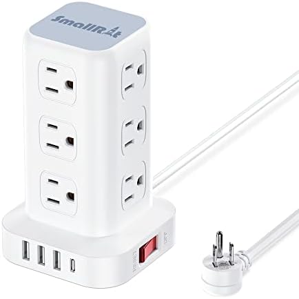 Tower Surge Protector Power Strip with 12 Outlets 4 USB (1 USB C), 6.5Feet Extension Cord with Multiple Outlets, Charging Station, Power Strip Tower, Office Desk Supplies
