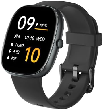 HUAKUA Smart Watches for Women Men (Answer/Make Calls), 1,85" HD Smart Watch for iPhone/Android Phones, Fitness Tracker with 100+ Sport Heart Rate/Sleep Monitor Pedometer IP68 Waterproof (Black)