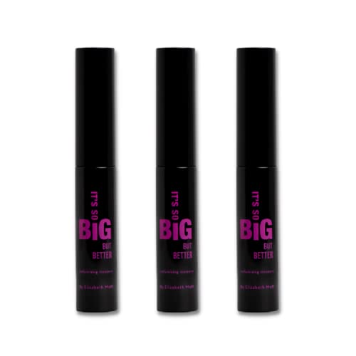 Elizabeth Mott Black Volumizing Smudge-Proof Cruelty Free Lengthening Fiber Mascara Set with Hourglass Wand, Water-Resistant, Safe for Eye Lash Extensions, Travel-friendly, Mini Trio Set, 4 ml x 3