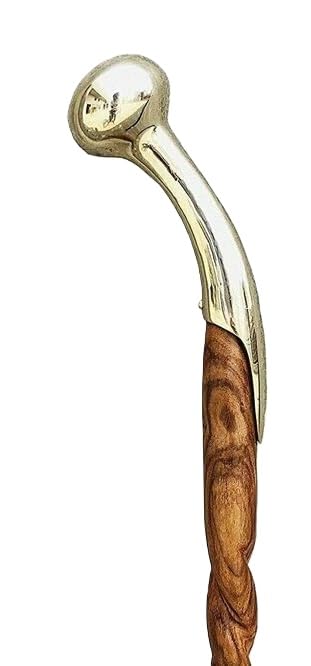 Antique Style Brass BUBBA STIK Head Walking Cane - 36" Wooden Vintage Designer Handmade Wooden Walking Stick Cane - Designer Adjustable Length Solid Brass Walking Cane For Men, Women, Elderly People.