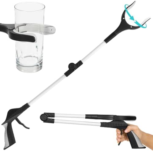 Vive 32" Grabber Reacher Tool - Foldable Pickup Stick with Rotating Jaw & Sensitive Trigger - Heavy Duty Mobility Grip Hand Aid - Extra Reach Extender Claw for Seniors, Elderly, Handicap