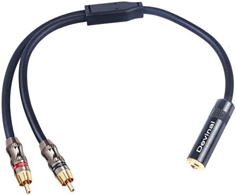 Devinal RCA to 1/8 Female Y Cable, Female 3.5mm to Dual RCA/Phono Male Stereo Splitter Cord, Mini Jack Female to 2RCA Male Audio Breakout Adapter 12 inch 30cm