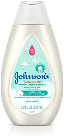 Johnson's CottonTouch Newborn Baby Wash & Shampoo, Made with Real Cotton, 6.8 fl. oz