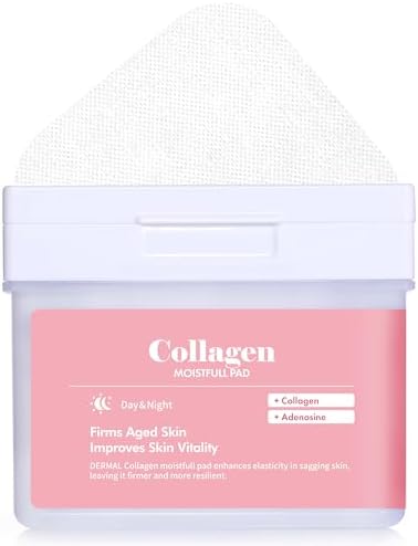 DERMAL Collagen Moistfull Pad - Korean Toner Pad for Elasticity & Wrinkle Improvement with Peptides - Vegan Tencel Square Pads - High Capacity, 120 Sheets