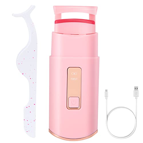 Docolor Heated Eyelash Curlers With Tweezers Rechargeable Electric Handheld Eyelash Curler Quick Natural Curling Eye Lashes and Professional Stainless Steel Tweezers for Eyebrows