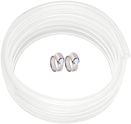 Clear Vinyl Tubing 5/16" ID × 7/16" OD -25 Ft 60PSI,Flexible Plastic Tubing, BPA Free Non-Toxic, Multipurpose Hybrid Clear Reinforced Tubing with 2 Screw Clamps