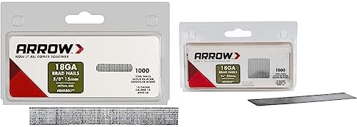 Arrow BN1810CS 18-Gauge Steel Brad Nails, 1000 Pack & 18-Gauge Steel Brad Nails for Molding, Cabinets, Framing, Trim, and Finishing, Steel, 1-1/4 Inch, 1000 Pack