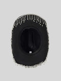 QWINEE Western Cowboy Hat Cowboy Hat with Rhinestone Tassel Decor Halloween Cow Fedora Hat Costume Accessories for Women Men Black one-size