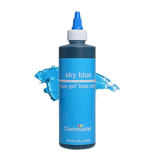 Chefmaster Sky Blue Liqua-Gel® Food Coloring | Vibrant Color | Professional-Grade Dye for Icing, Frosting, Fondant | Baking & Decorating | Fade-Resistant | Easy-to-Use | Made in USA | 10.5 oz
